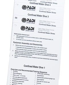 PADI Open Water Diver Cue Cards Confined Water
